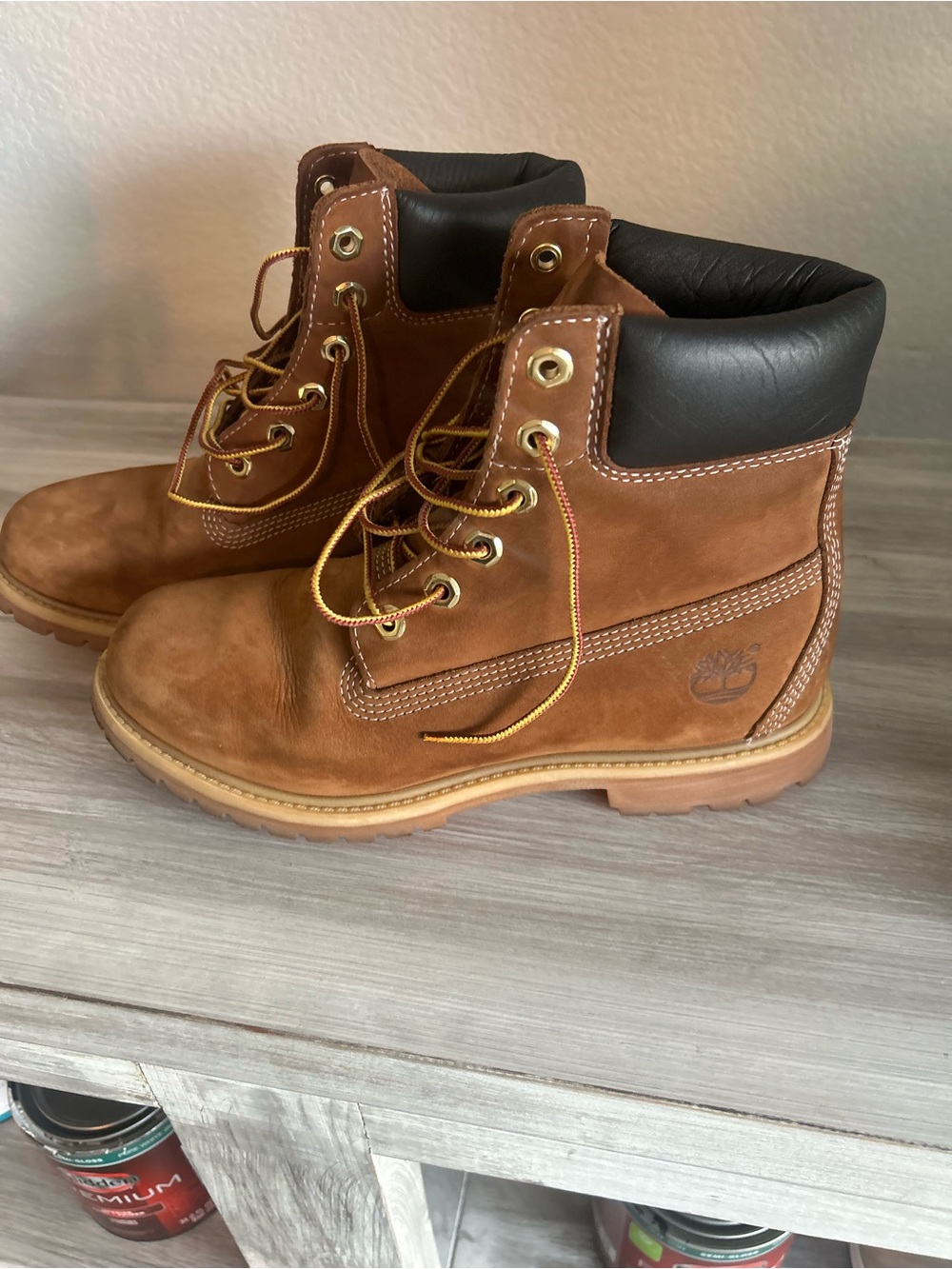 Timberland Women’s Chestnut Nubuck Work Boots with Black Collar